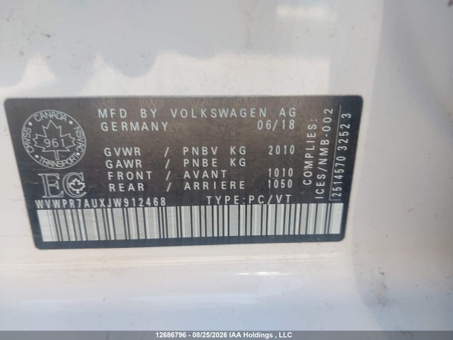 Продаж на аукціоні авто 2018 Volkswagen E-golf Sel Premium, vin: WVWPR7AUXJW912468, номер лоту: 12686796