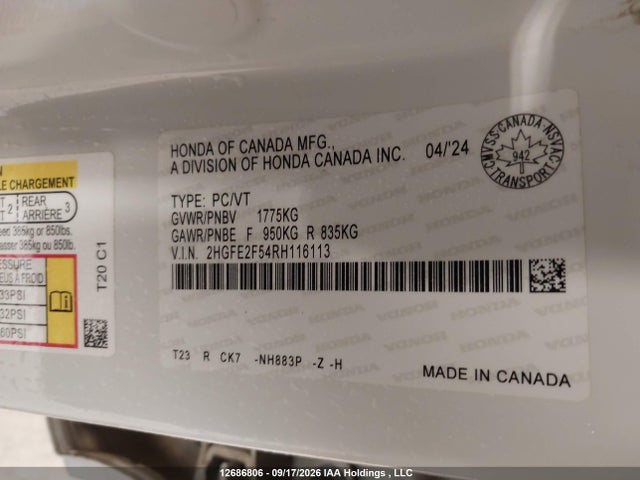 Honda Civic Sport 2024 2HGFE2F54RH116113 Image 9
