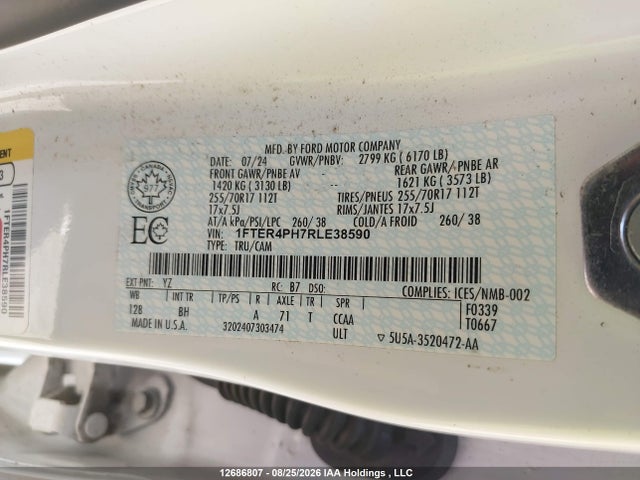 12686807 :رقم المزاد ، 1FTER4PH7RLE38590 vin ، 2024 Ford Ranger Xl مزاد بيع