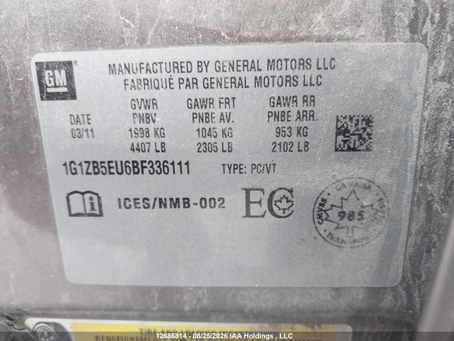 Aukcja sprzedaży 2011 Chevrolet Malibu, vin: 1G1ZB5EU6BF336111, numer aukcji: 12686814