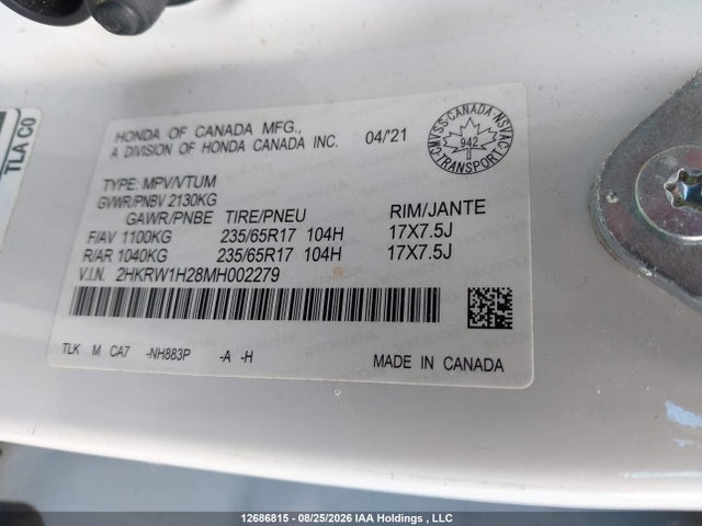 Honda CR-V LX 2021 2HKRW1H28MH002279 Image 19