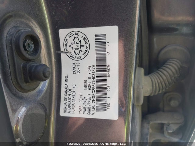 Продажа на аукционе авто 2018 Honda Civic Se, vin: 2HGFC2F67JH031379, номер лота: 12686820