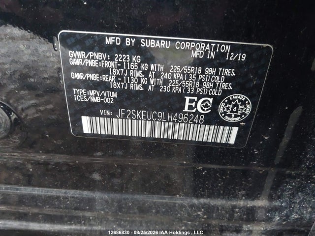 Subaru Forester Limited 2020 JF2SKEUC9LH496248 Image 9