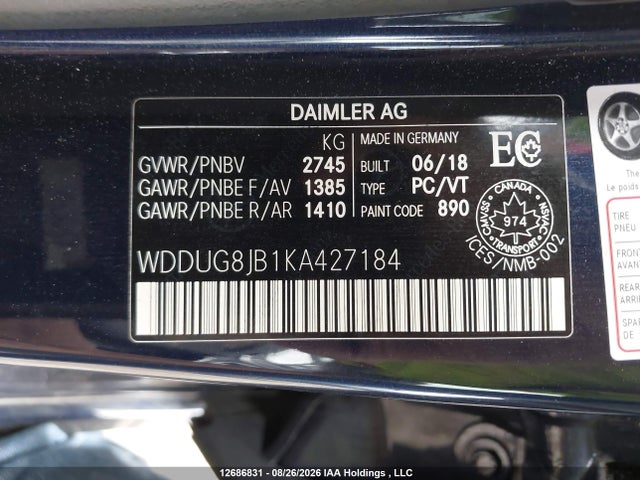 Продаж на аукціоні авто 2019 Mercedes-benz S 63 Amg 4matic, vin: WDDUG8JB1KA427184, номер лоту: 12686831