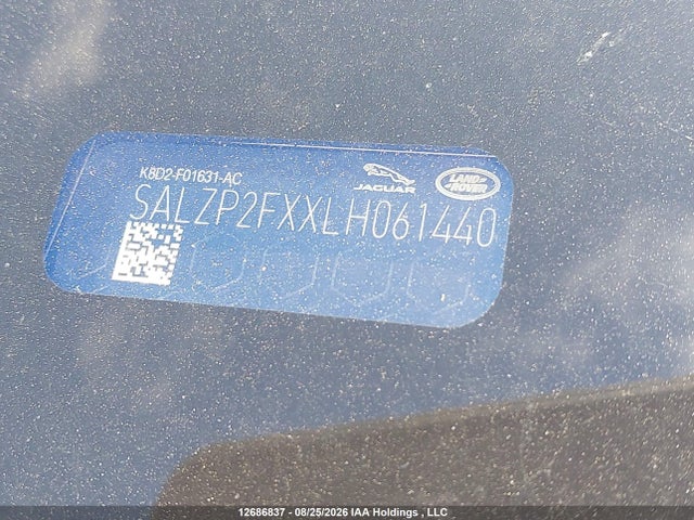 Продаж на аукціоні авто 2020 Land Rover Range Rover Evoque P250 Se, vin: SALZP2FXXLH061440, номер лоту: 12686837