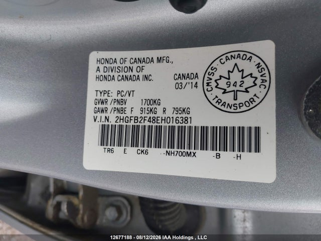 Honda Civic Lx 2014 2HGFB2F48EH016381 Image 9