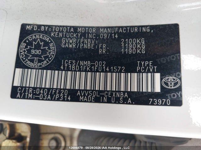 4T1BD1FK1FU141572 Toyota Camry Hybrid/le/xle/se