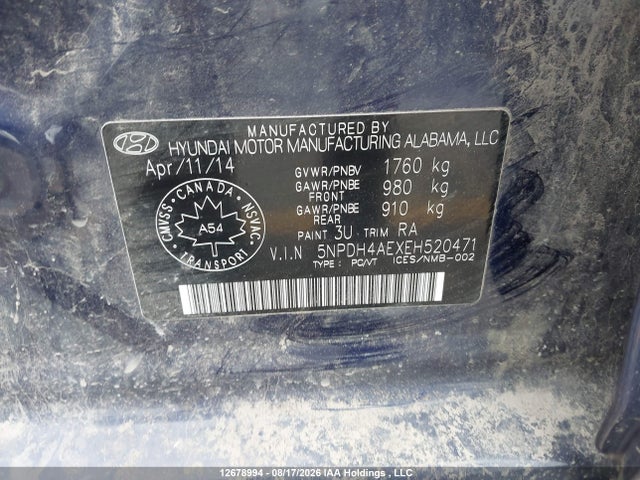 Hyundai ELANTRA GL 2014 5NPDH4AEXEH520471 Image 19