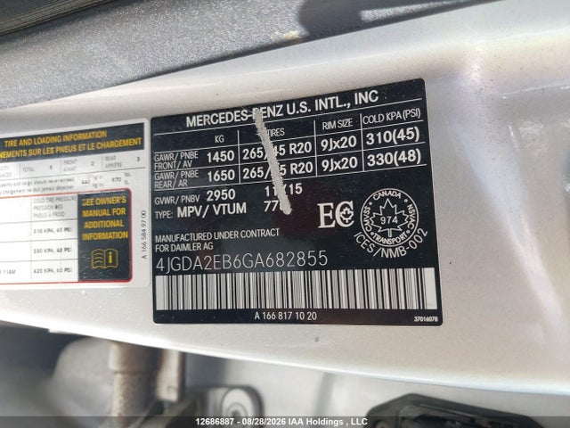 Продаж на аукціоні авто 2016 Mercedes-benz Gle 350d 4matic, vin: 4JGDA2EB6GA682855, номер лоту: 12686887