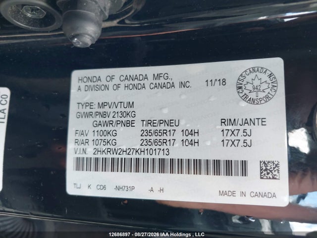 Honda CR-V LX 2019 2HKRW2H27KH101713 Image 9