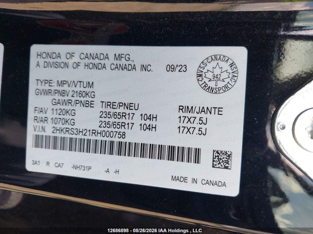 Honda CR-V 2024 2HKRS3H21RH000758 Image 9