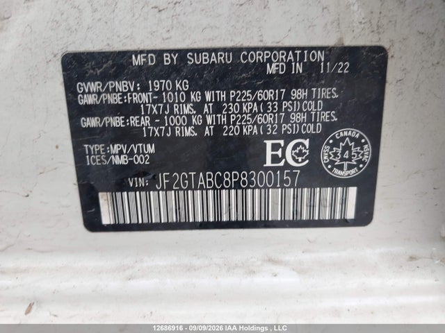 Продажа на аукционе авто 2023 Subaru Crosstrek, vin: JF2GTABC8P8300157, номер лота: 12686916