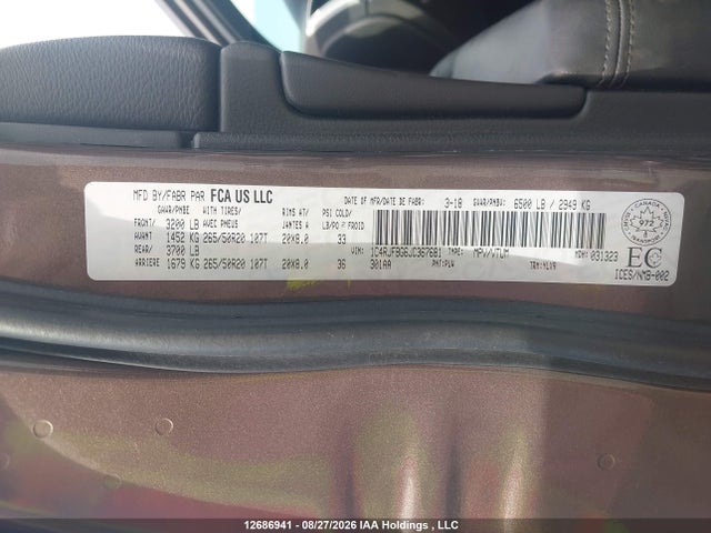 1C4RJFBG6JC367681 Jeep Grand Cherokee Limited