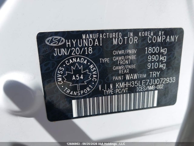 2018 Hyundai Elantra Gt მანქანა იყიდება აუქციონზე, vin: KMHH35LE7JU072933, აუქციონის ნომერი: 12686953