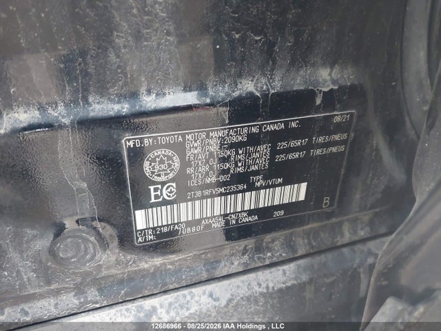 Продаж на аукціоні авто 2021 Toyota Rav4 Le, vin: 2T3B1RFV5MC235364, номер лоту: 12686966