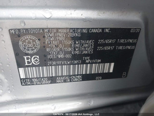 2T3R1RFV1LW113953 Toyota Rav4 Xle