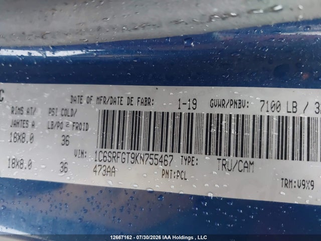 RAM 1500 Tradesman 2019 1C6SRFGT9KN755467 Image 20
