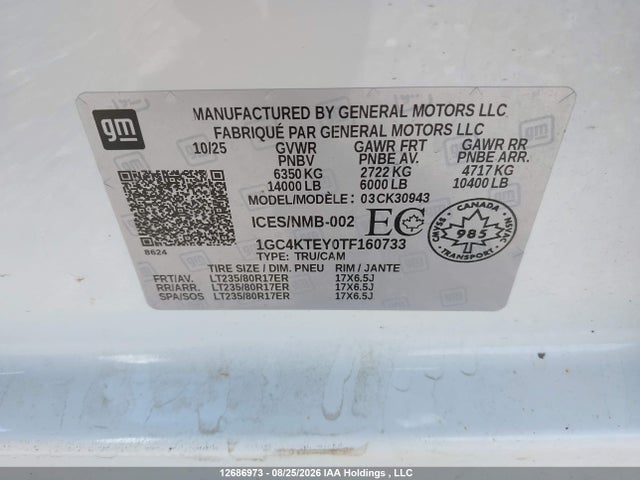 1GC4KTEY0TF160733 Chevrolet Silverado K3500 Lt