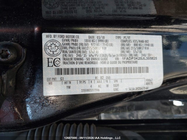 Продажа на аукционе авто 2018 Ford Focus Se, vin: 1FADP3K20JL305825, номер лота: 12687000