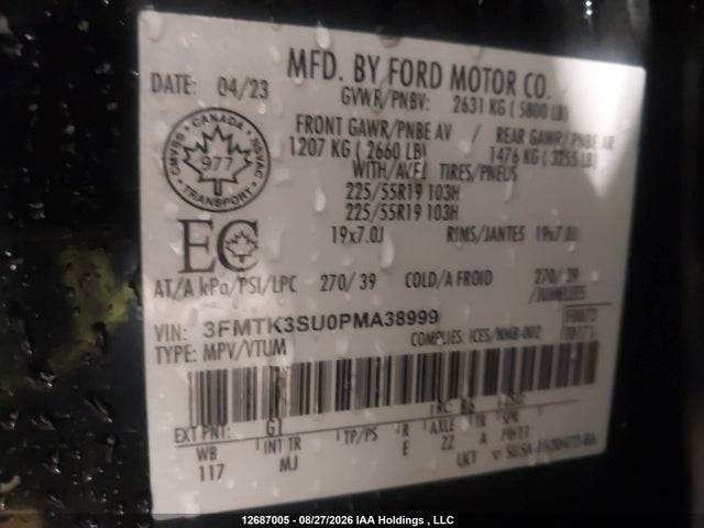 Aukcja sprzedaży 2023 Ford Mustang Mach-e Premium, vin: 3FMTK3SU0PMA38999, numer aukcji: 12687005