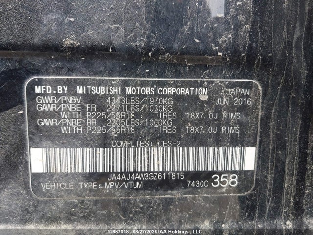 JA4AJ4AW3GZ611815 Mitsubishi Rvr Gt/se Limited Edition