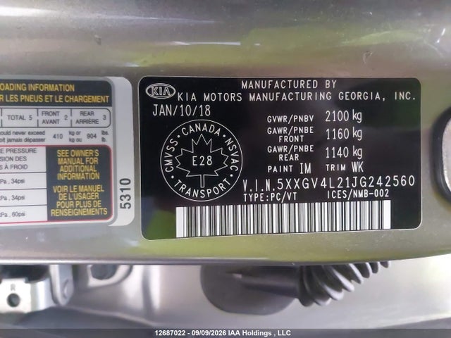 Aukcja sprzedaży 2018 Kia Optima Sxl Turbo, vin: 5XXGV4L21JG242560, numer aukcji: 12687022