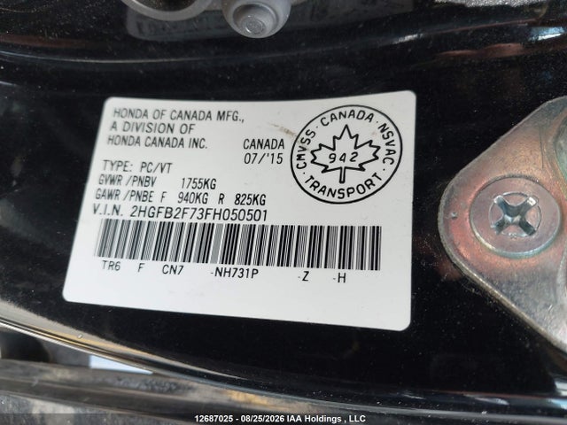 Honda Civic Touring 2015 2HGFB2F73FH050501 Image 18