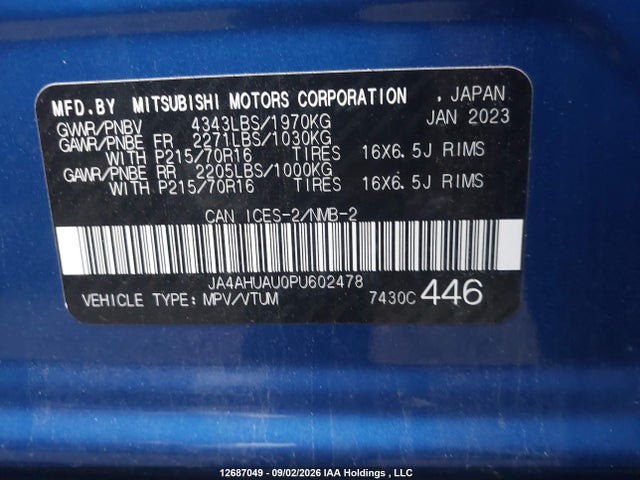 Mitsubishi Rvr Es/se 2023 JA4AHUAU0PU602478 Image 9