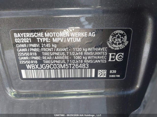 Auction sale of the 2021 Bmw X1 Xdrive28i/xdrive28i Essential, vin: WBXJG9C03M5T26483, lot number: 12687060