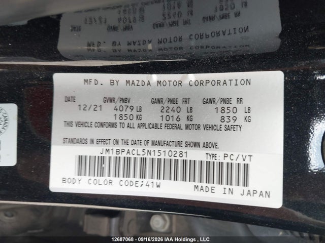 Mazda Mazda3 Gs 2022 JM1BPACL5N1510281 Image 9