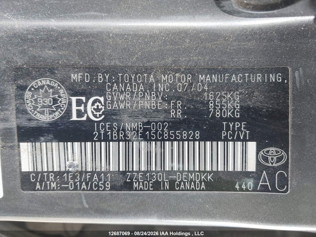 12687069 :رقم المزاد ، 2T1BR32E15C855828 vin ، 2005 Toyota Corolla Ce/le/s مزاد بيع