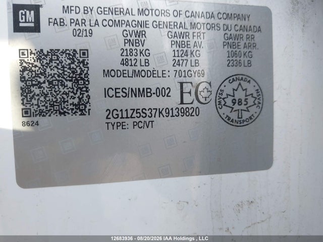Chevrolet IMPALA 1LT 2019 2G11Z5S37K9139820 Image 9