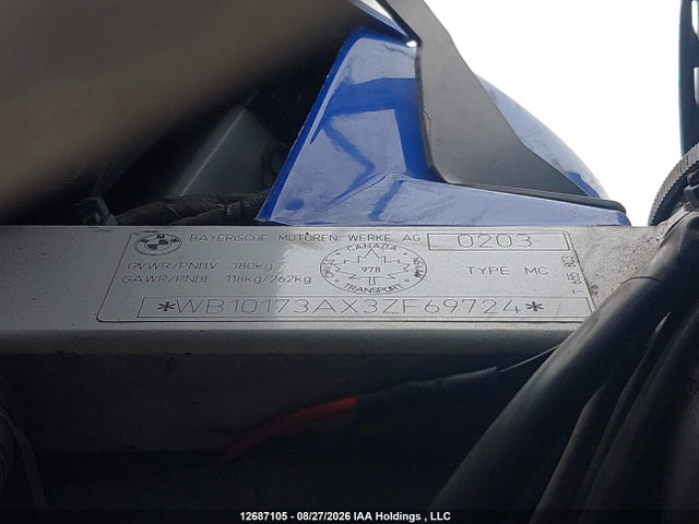 12687105 :رقم المزاد ، WB10173AX3ZF69724 vin ، 2003 Bmw F650 Dakar مزاد بيع