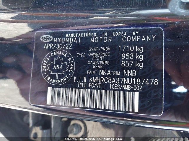 KMHRC8A37NU187478 Hyundai Venue Ultimate With Black Interior