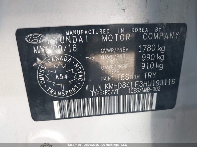 Продаж на аукціоні авто 2017 Hyundai Elantra, vin: KMHD84LF3HU193116, номер лоту: 12687130