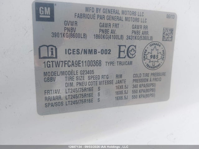 GMC Savana 2500 1wt 2014 1GTW7FCA9E1100368 Image 9