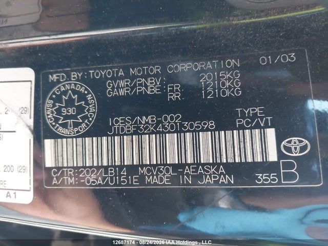 12687174 :رقم المزاد ، JTDBF32K430130598 vin ، 2006 Toyota Camry مزاد بيع