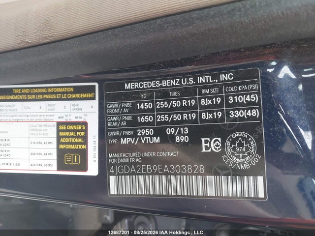Продаж на аукціоні авто 2014 Mercedes-benz Ml 350 Bluetec 4matic, vin: 4JGDA2EB9EA303828, номер лоту: 12687201