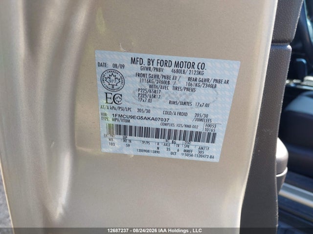 Продажа на аукционе авто 2010 Ford Escape, vin: 1FMCU9EG5AKA07037, номер лота: 12687237