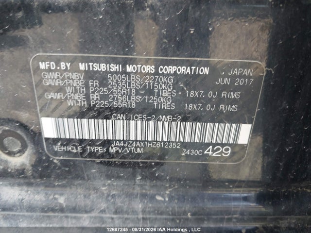 Mitsubishi OUTLANDER GT 2017 JA4JZ4AX1HZ612352 Image 19