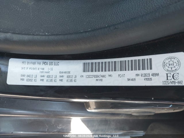 12687254 :رقم المزاد ، 1C3CCCFB3GN174001 vin ، 2016 Chrysler 200 Lx مزاد بيع
