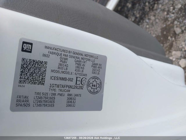 Aukcja sprzedaży 2022 Gmc Savana G2500, vin: 1GTW7AFP6N1291282, numer aukcji: 12687255