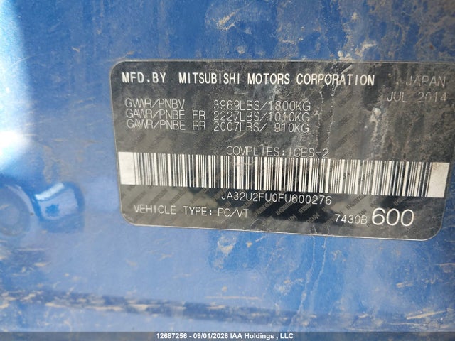 Aukcja sprzedaży 2015 Mitsubishi Lancer, vin: JA32U2FU0FU600276, numer aukcji: 12687256