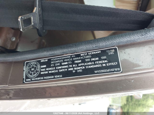 Aukcja sprzedaży 1985 Volkswagen Vanagon Campmobile, vin: WV2ZB0256FH071810, numer aukcji: 12627646