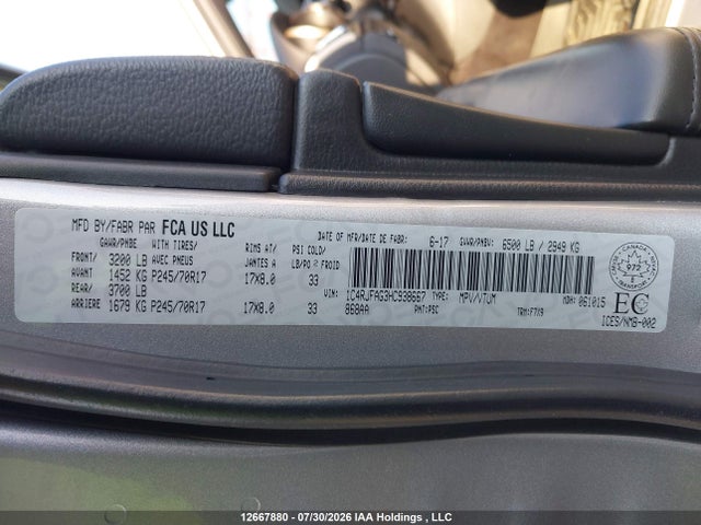 Продажа на аукционе авто 2017 Jeep Grand Cherokee Laredo, vin: 1C4RJFAG3HC938667, номер лота: 12667880