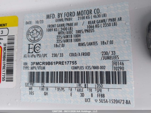 Ford Bronco Sport 2023 3FMCR9B61PRE17755 Image 9