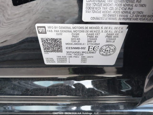 Продаж на аукціоні авто 2023 Gmc Sierra K1500 Denali, vin: 3GTUUGEL3PG130457, номер лоту: 12687323