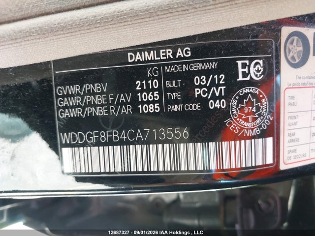 Продажа на аукционе авто 2012 Mercedes-benz C 250 4matic, vin: WDDGF8FB4CA713556, номер лота: 12687327