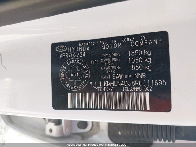 Aukcja sprzedaży 2024 Hyundai Elantra Hybrid, vin: KMHLN4DJ8RU111695, numer aukcji: 12687342