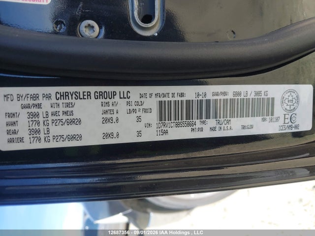 12687356 :رقم المزاد ، 1D7RV1CT8BS558664 vin ، 2011 Ram Ram 1500 Laramie مزاد بيع